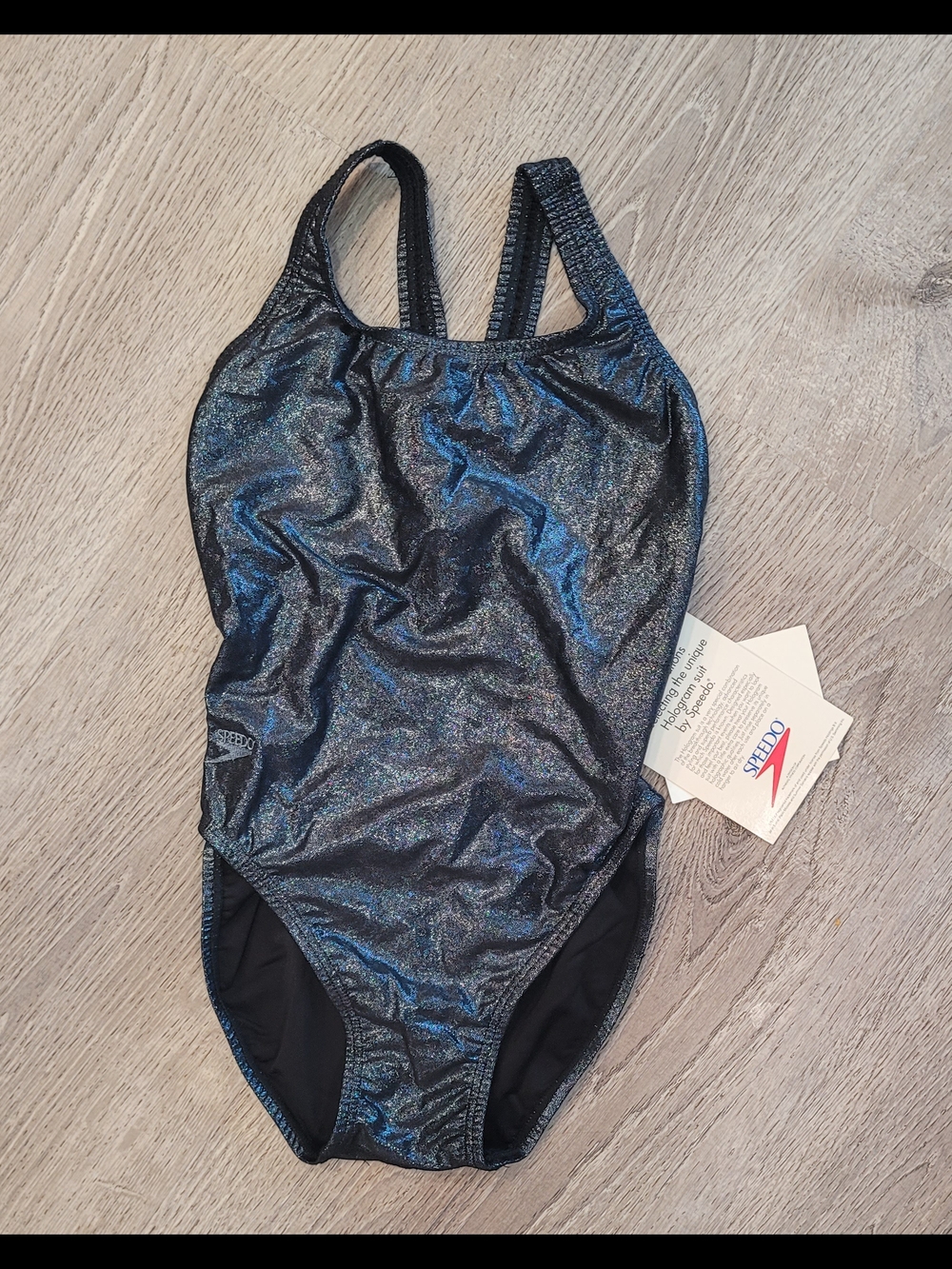Vintage RARE Speedo Black Iridescent Women's Swimsuit One-Piece